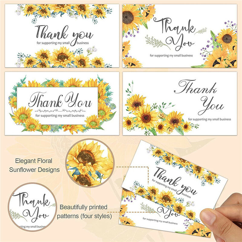 5x9cm 50Pcs Thank You for Supporting My Small Business Greeting Cards 500Pcs 1.5 Inch Party Gifts Packaging Decoration Stickers