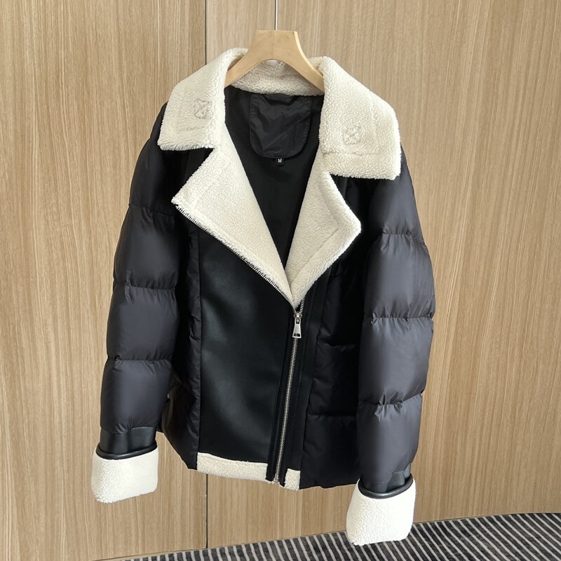 女性用ファーコート,冬服,厚手のダウンコート,襟付き,送料無料,新しいコレクション2023