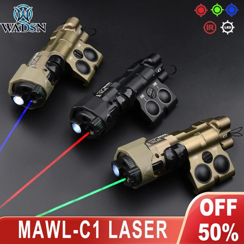 MAWL-C1 Ditingkatkan CNC Logam Merah Hijau Biru Laser Bertujuan IR Iluminasi Taktis Airsoft MAWL Laser Fungsi Ganda Saklar Tekanan