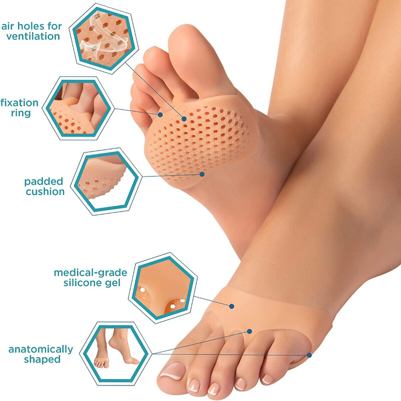 Силиконовые металлические прокладки, разделитель для пальцев ног, обезболивающие прокладки для ног, ортопедические массажные стельки, средство для ухода за ногами, 2 шт.
