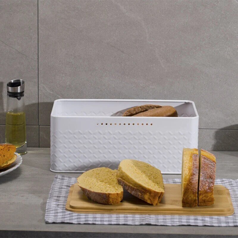 Bread Bin,Innovative Bread Box Thanks To Carbon Coating,With Integrated Ventilation Holes,Including Bamboo Lid