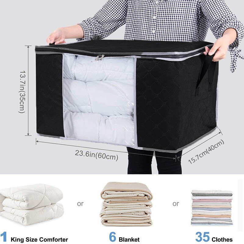 6 sztuk / zestaw Torby do przechowywania ubrań Ulepszone składane torby do przechowywania z tkaniny Pojemniki do przechowywania do organizowania sypialni