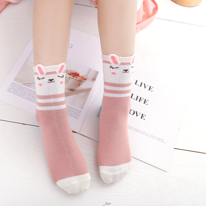 Meias infantis de algodão puro, meias fofas para meninas, respirável para outono e inverno, 0-6 anos de idade