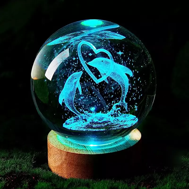 3D Dolphin Crystal Ball Night Luz, Cor, Aniversário, Namorada, Esposa, Crianças, Natal, Presente do Dia dos Namorados