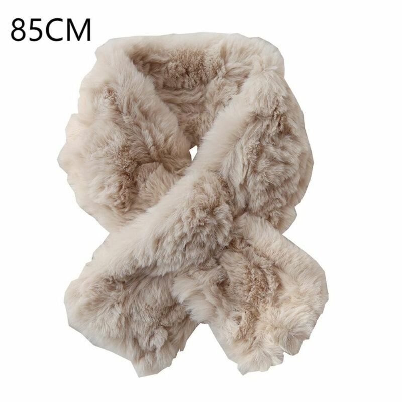 Fake Fur Collar Scarf New Solid Color Neck Protect Thicken Plush Scarf Cross Scarves Outdoor