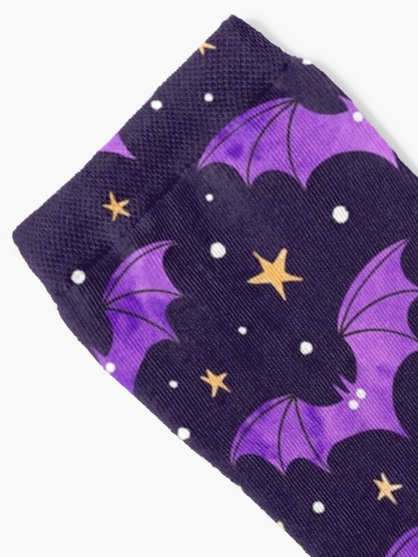 Chaussettes d'interconnexion chauves-souris pour hommes et femmes, violet sur noir, essentiel pour l'hiver, sports, designer