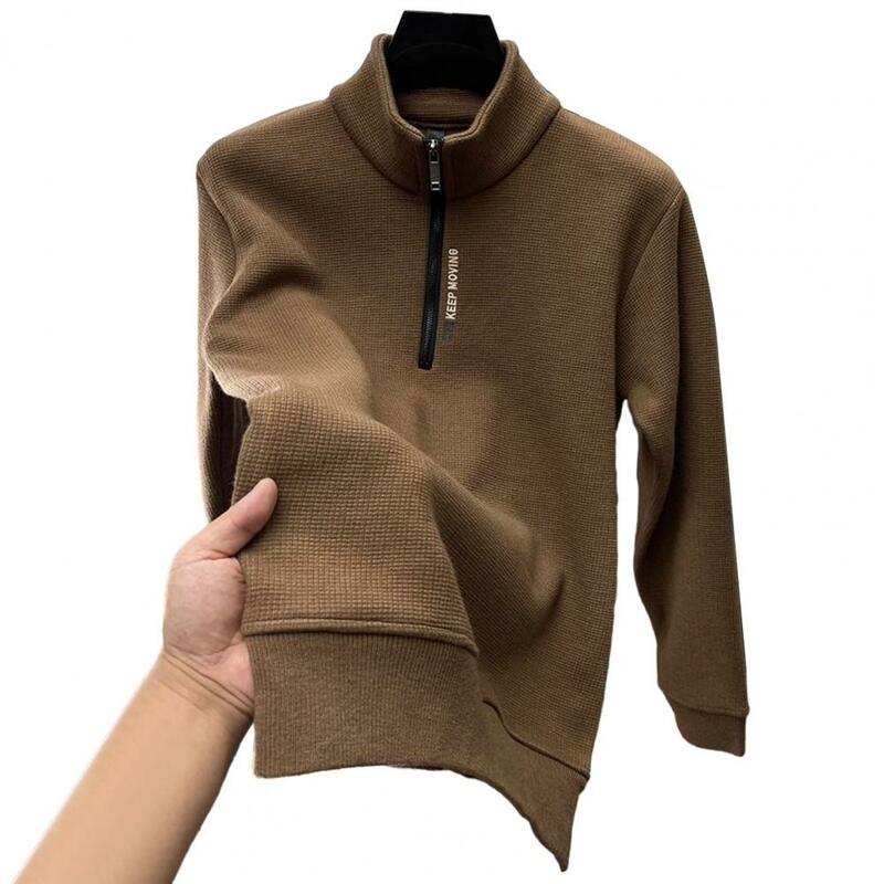 Wysokiej klasy modny wyszywane litery sweter męski 2023 jesienno-zimowy nowy trend na co dzień stojący kołnierz sweter z pół zamkiem błyskawicznym