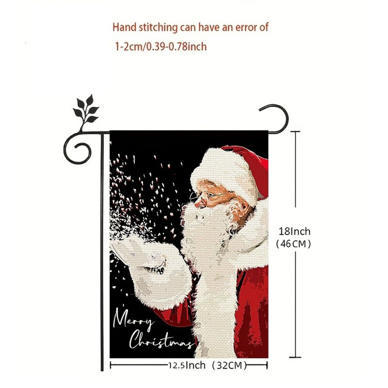 1 Stuk Kerstman Sneeuwbel Patroon Vlag, Kerst Dubbelzijdig Bedrukte Tuinvlag, Boerderij Tuin Decoratie, Exclusief Vlaggenmasten
