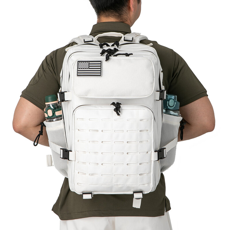 QT & QY-mochila táctica para hombre y mujer, bolso de supervivencia al aire libre, mochila escolar pequeña con portabotellas, 25L/45L