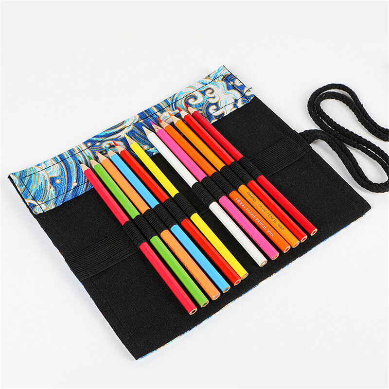 Holes Roll Up Pencil Case School Students Stationery Supplies Cute Pen Bag Wrap Holder Storage Pouch