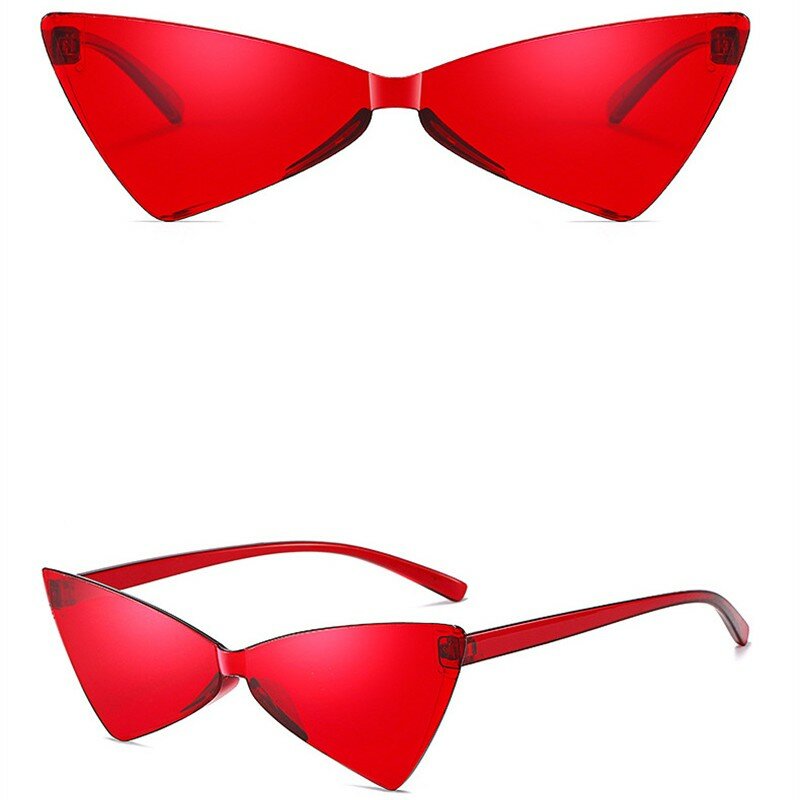 Gafas de sol de gran tamaño con forma de ojo de gato para mujer, lentes de sol sin montura, triangulares, a la moda, Unisex, Color caramelo, para viaje, fiesta, conducción, UV400