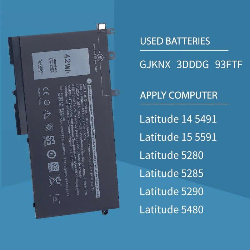 S0mi-Batería de ordenador portátil para Dell Latitude 5280, 5288, 5290, 5480, 5488, 5490, 5491, 5495, 5580, 5590, E5280, E5480, E5580, E5490, 42Wh, 3dddg