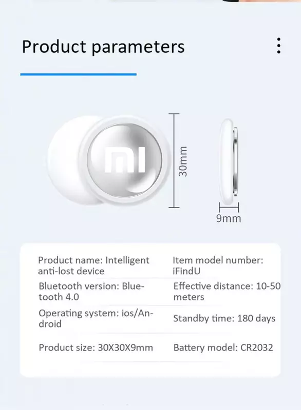 Xiaomi-オリジナルのミニGPSロケーター,ポータブル,スマート,ロス防止キー,子供用ペットの財布,ポジショニングデバイス,Bluetooth 4.0