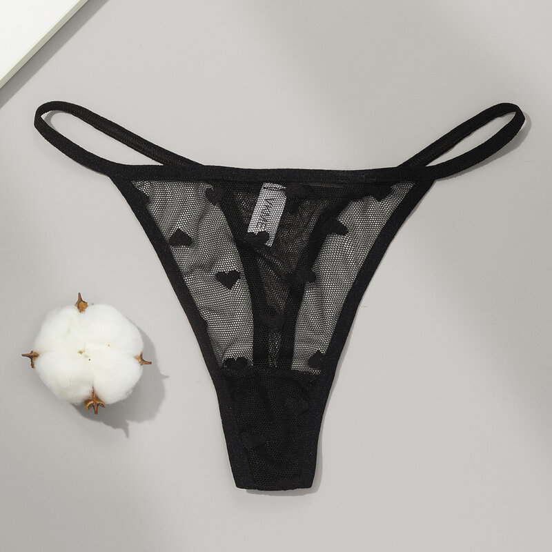 Tanga de malha transparente para mulheres, cuecas femininas sem costura G-string, lingerie macia e respirável, 2 pçs/set