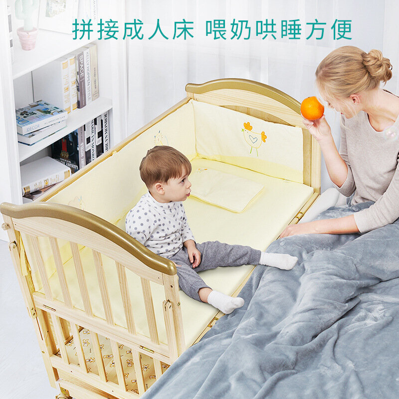 아기 침대 도색되지 않은 다기능 요람, 단단한 나무, 접합 가능, 유럽 스타일 제조업체, 아기 침대 배치