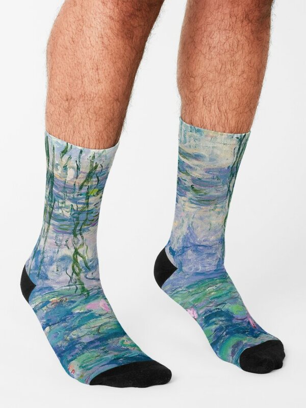 Calcetines de agua lirios Claude Monet para hombre y mujer, medias de Arte Fino, moda japonesa, deportes y ocio