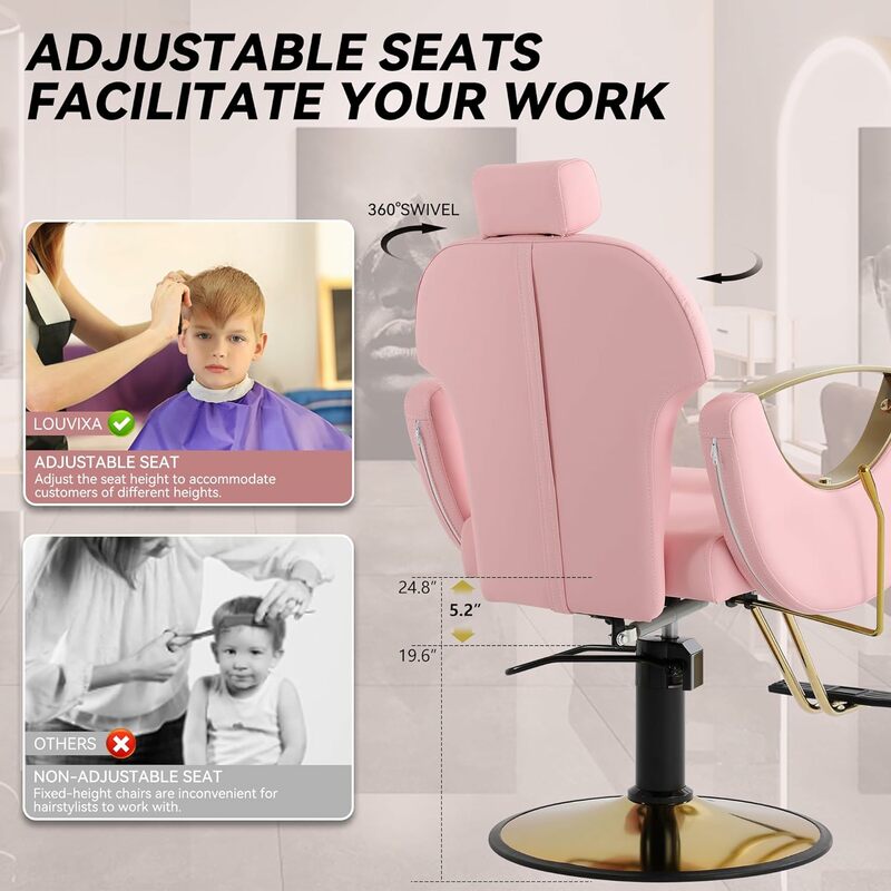 Salon Chair for Hair Stylist Barber Chair Hair Chair Styling Chair, Extra Thick Seat and Durable Steel Construction, Shampoo Sal