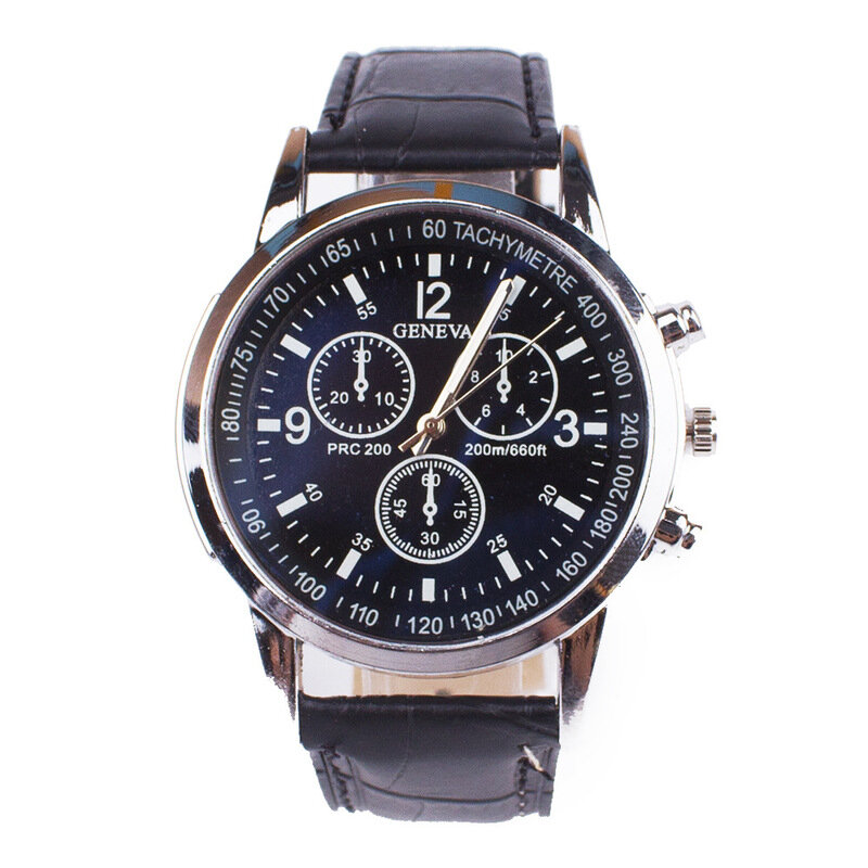 2pcs Men's Watch Bracelet Set with Black Box Fashion Leather Analog Quartz Wristwatches Business Gifts Set For Men Drop Shipping