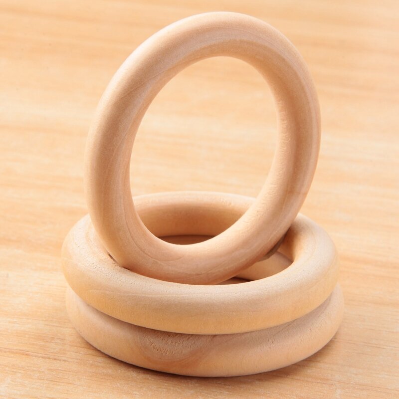 Anillos de madera Natural de 30 piezas, anillo de macramé sin terminar de 60Mm, círculos de madera para manualidades DIY, colgante de anillo, fabricación de joyas