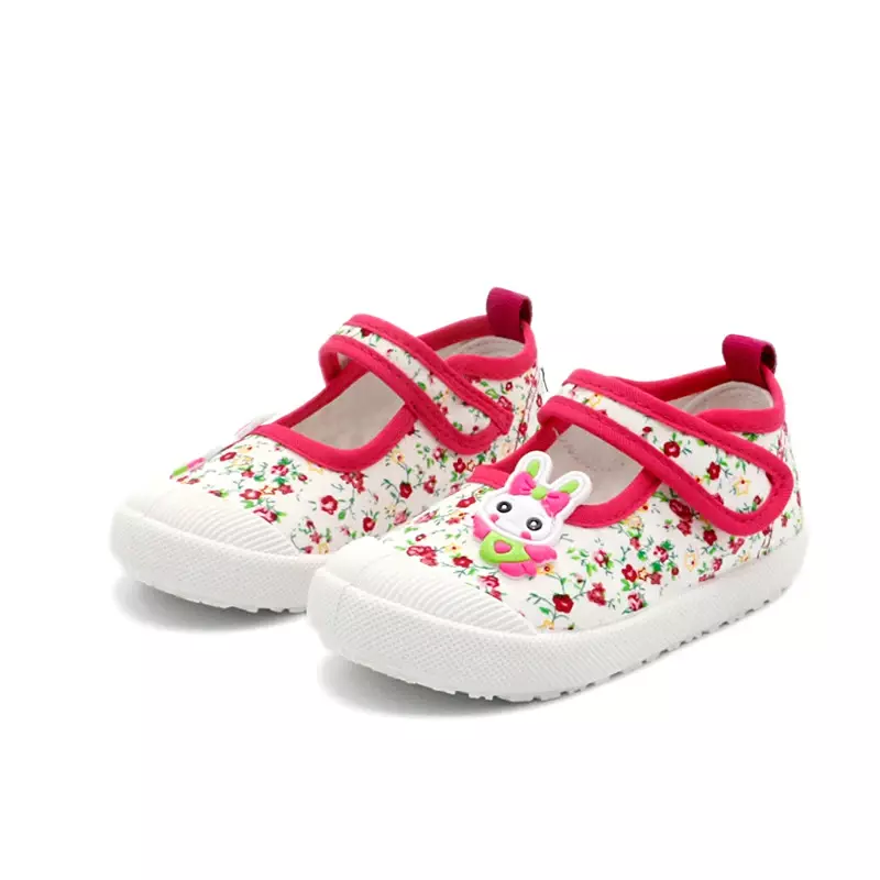 Girls Canvas Shoes Soft Sports Shoes Kids Running Sneakers Candy with Cartoon Rabbit Carrots Prints Children Cute Casual Shoes