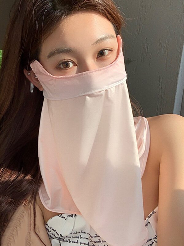 Estate Facekini vendita calda nuova maschera da donna in seta di ghiaccio protezione solare Anti-ultravioletto poliestere traspirante
