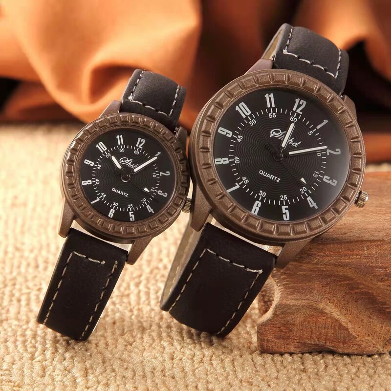 WOKAI mody dorywczo drewna ziarna zegarek dla par mężczyzn i kobiet pas kwarcowy zegarek studentów chłopców i dziewcząt zegar retro