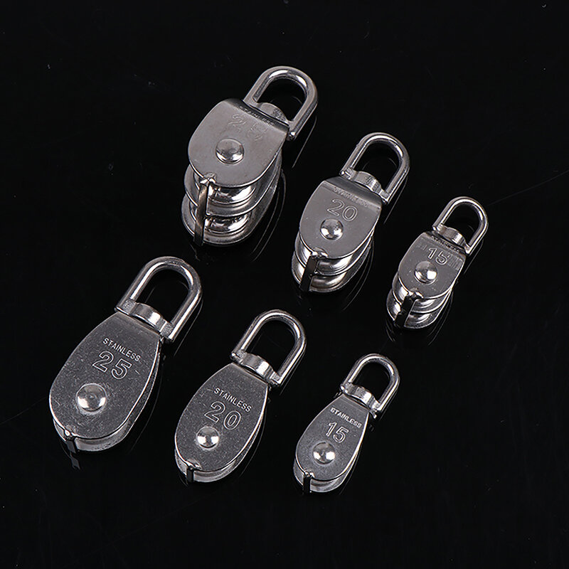 1PC 304 Stainless Steel M15 M20 M25 M32 Single Wheel Swivel Lifting Rope Pulley Set Lifting Wheel Tools Double Pulley Block