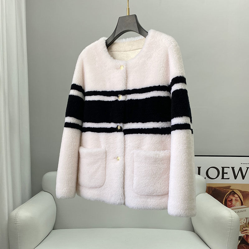 Coat Mink Fur Autumn Winter Short Long Sleeve Women's New Genuine Real Mink Fur Clothes Women Warm Jacket Large O-neck F58