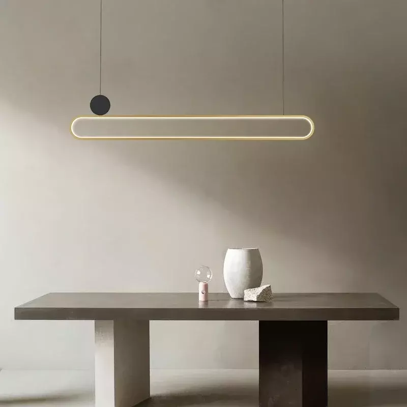 Lampu gantung LED minimalis Nordic, lampu gantung ruang makan LED, lampu dapur Bar lingkaran ganda minimalis Modern