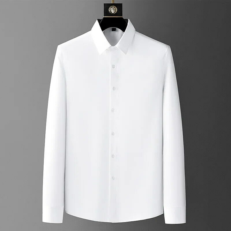 Camisa de manga comprida branca masculina, 2O10High-End