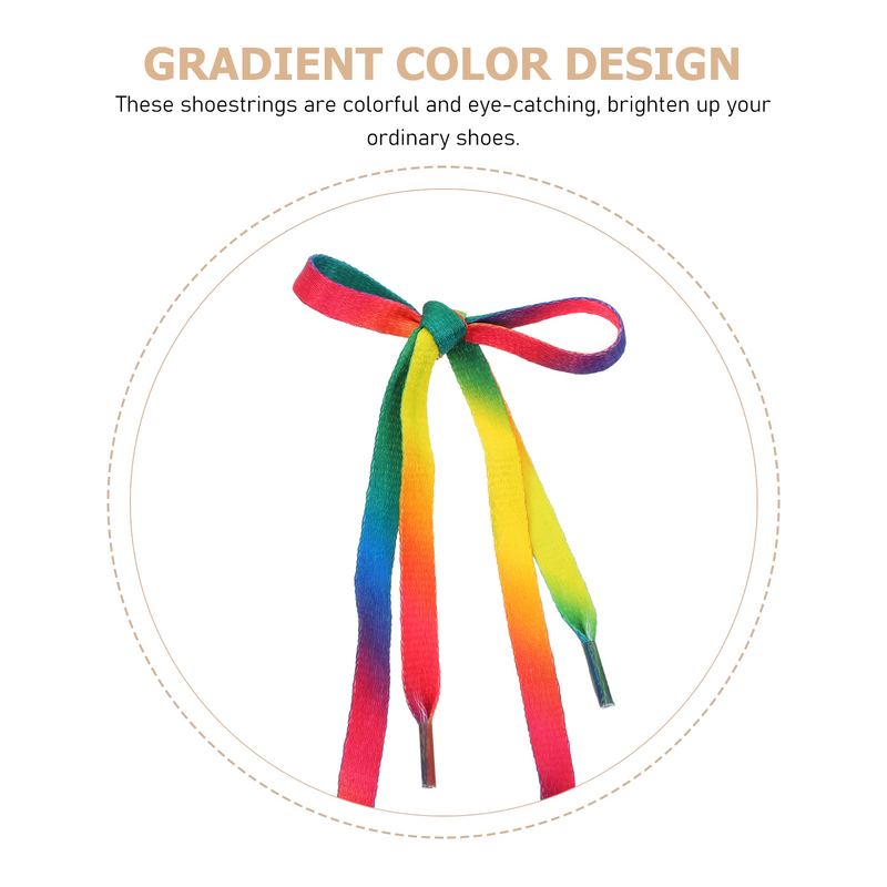 Cadarços coloridos para calçados esportivos, cadarços do instrutor do arco-íris, acessórios de tênis planos e redondos, cor gradiente, 10 pares