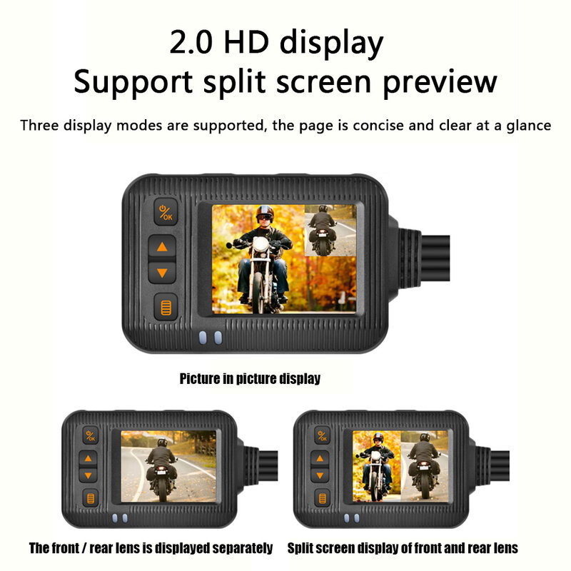 1080P Dubbele Lens Motorfiets Videorecorder Moto Dvr Hd Waterdicht Nachtzicht Dashcam, G-Sensor Recorderbox