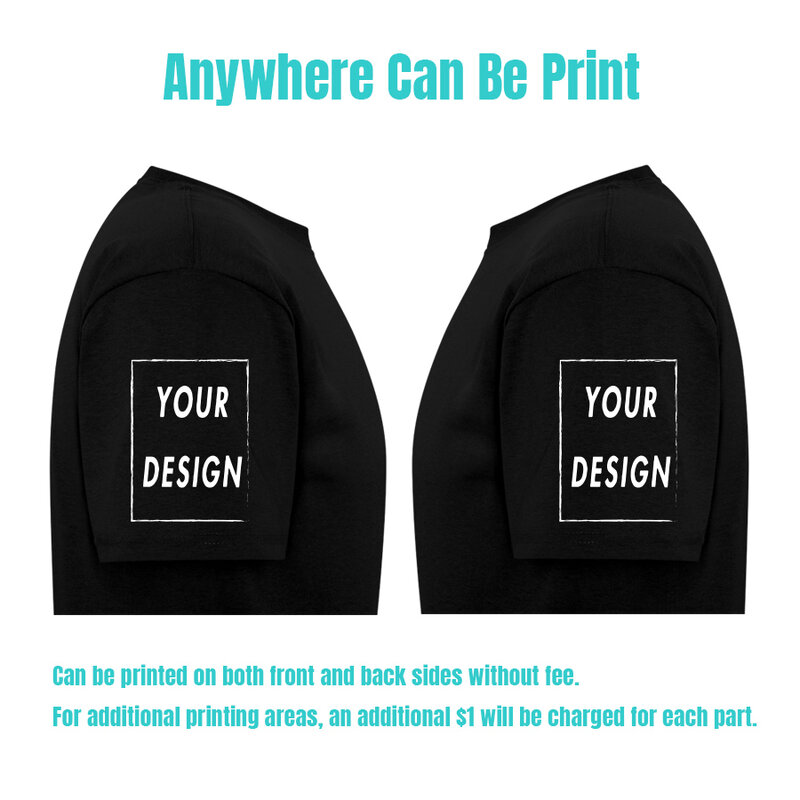 Maglietta personalizzata in cotone 100% crea il tuo Logo di Design testo taglia ue per uomo e donna maglietta personalizzata su entrambi i lati sul retro
