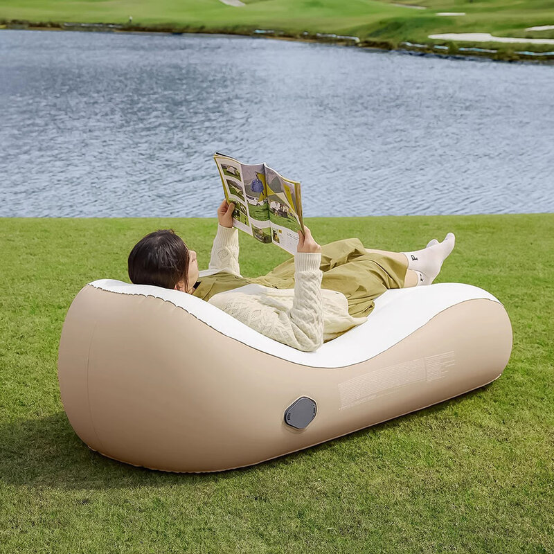 سرير أريكة هوائية كسول قابلة للنفخ ، تخييم للأزواج ، أريكة هوائية قابلة للطي ، في الهواء الطلق ، صالة الاسترخاء الرومانسية الطبيعية