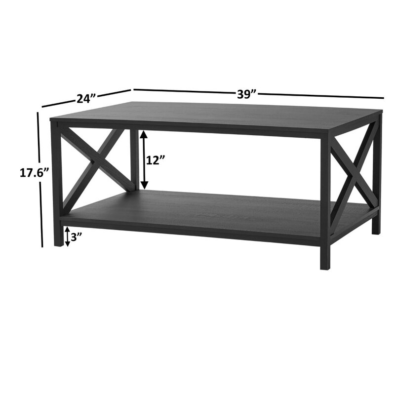 Mainstays Farmhouse mesa de centro rectangular, negra