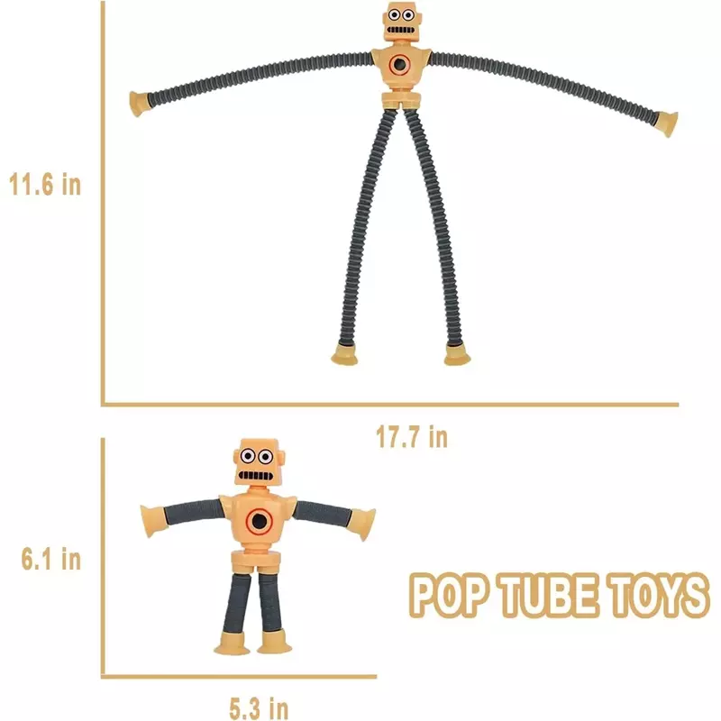 Stretchy Tube Robot Puzzle Toy Novelty Decompression Creative Cartoon Suction Cup Springs Telescopic Robot Shape Toys Kids Gifts