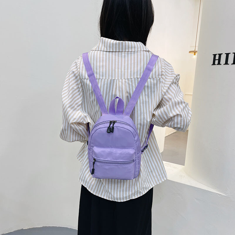 Mini mochila de nailon para mujer, bolso escolar de estilo Preppy, de viaje, color blanco, 2023
