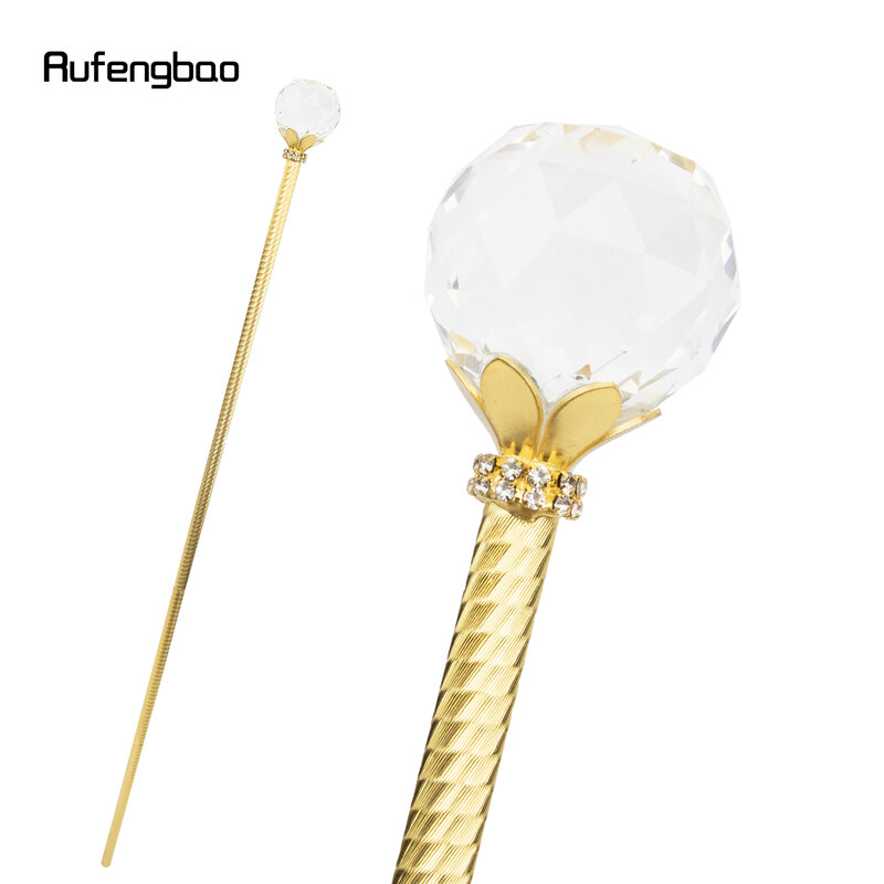 White Glass Crystal Ball Golden Alloy Fairy Wands for Girls Princess Wands Kids Angel Wand Cosplay Wedding Birthday Party 91cm