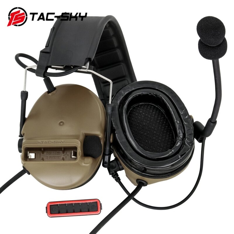TS Tac-Sky Comtac 3 Shooting Hunting Tactical Headset Military Hearing Protection Defence Dual Pass Headset with U94 ptt