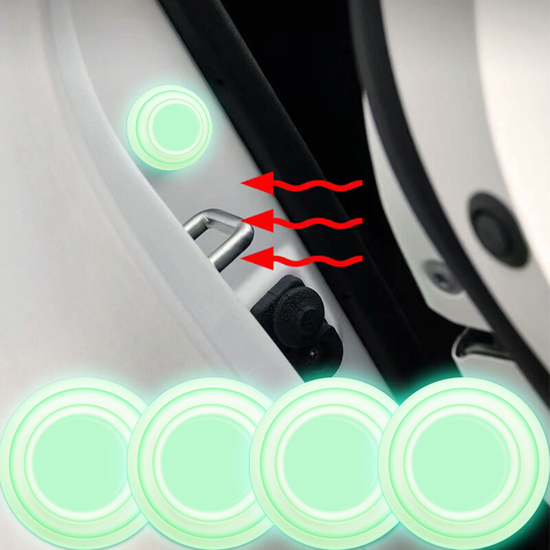 luminescencyjne podkładki amortyzujące do drzwi samochodowych Auto izolacja akustyczna naklejki samoprzylepne uszczelka antykolizyjna bufor akcesoria samochodowe