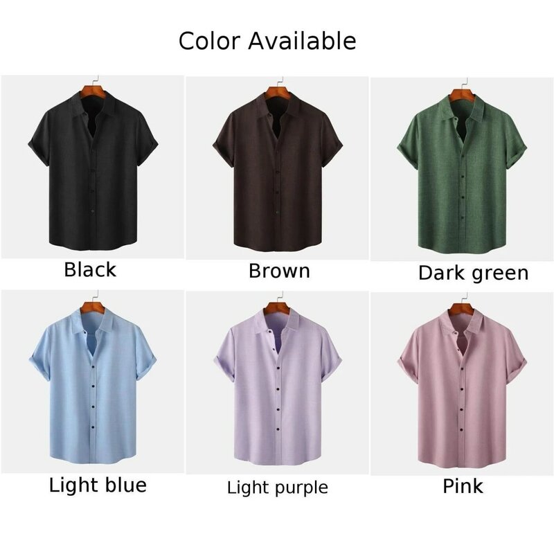 Camisa de lino para hombre, Camisa cómoda, informal, transpirable, agradable a la piel, Color sólido, guapo, Verano