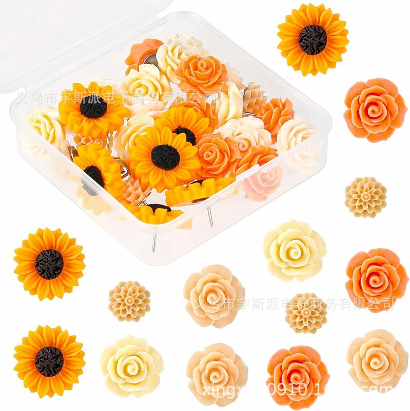 Tachinhas de flores decorativas, decoração de parede criativa DIY, pino de cor Ins-Style, 70pcs