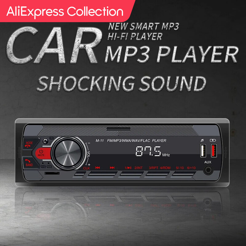 AliExpress Collection M11 자동차 라디오 스테레오 플레이어, 디지털 블루투스 MP3 플레이어, FM 라디오 스테레오 오디오 음악, USB SD, 대시 AUX 입력