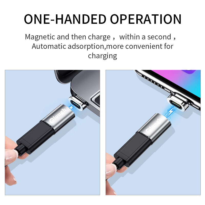 Elough OTG Adapter Micro USB C Zu Typ C Adapter 3A Magnetic Charging Konverter OTG Typ C Anzupassen Für iPhone xiaomi Poco Macbook