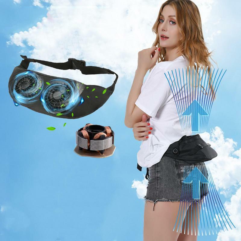 Waist Packs Fanny Bag Waterproof Workout Waist Pack With 2 Fans Hip Bum Chest Belly Back Bags With Adjustable Belt Strap