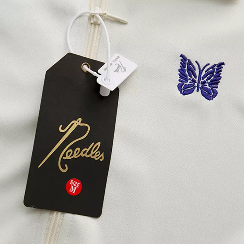 NEEDLES Webbing Track Stripe Jacket Butterfly Embroidery Cotton White Coat Lapel Collar Zipper Oversize Men Women Long Sleeve