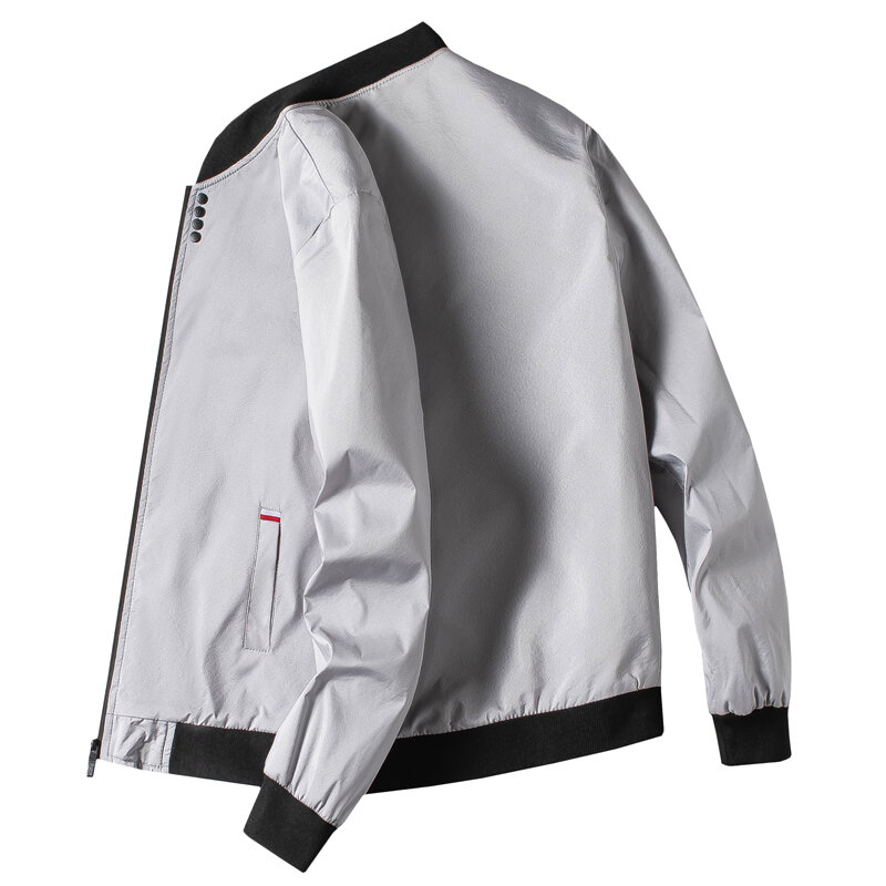 Мужская Осенняя тонкая куртка M-4XL с длинным рукавом, бейсбольная форма, ветрозащитная велосипедная куртка, однотонная Повседневная куртка на молнии