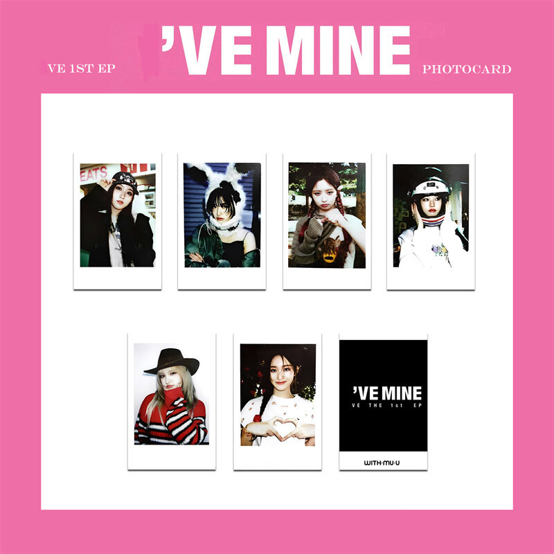 Tarjeta de fotos de colección de KPOP IVE -1st EP I'm MINE LOMO, gafas Wonyoung, redondas, LIZ Rei Leeseo Yuji, tarjeta postal de álbum, 6 piezas por juego