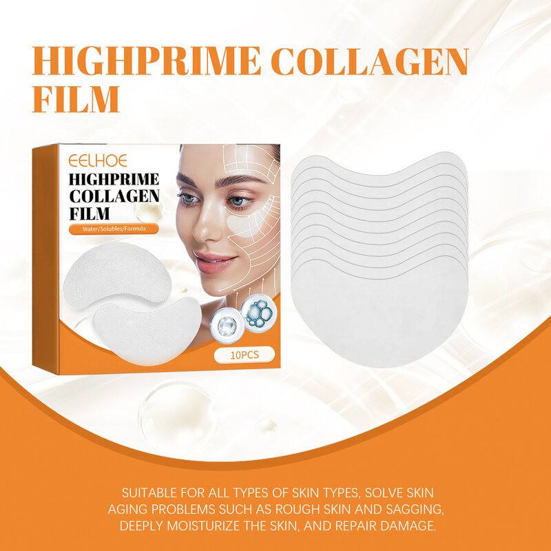 Film di collagene 10 pezzi corea collagene Film solubile Anti invecchiamento maschera per gli occhi rimozione rughe idratante Lifting del viso
