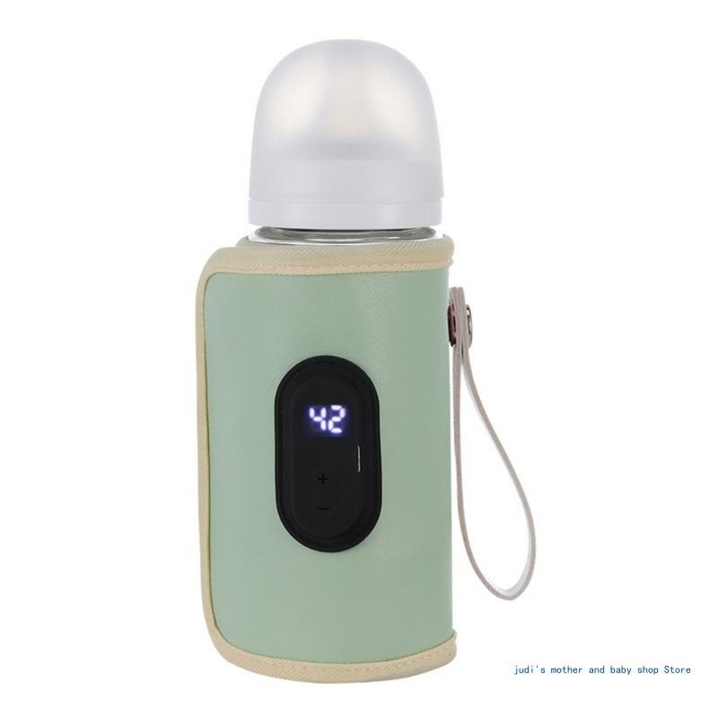 67JC Digitale Display Melkflesverwarmer Draagbare zuigfles Sleeve Case Babyfles Warme Keeper voor nachtvoeding
